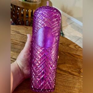 2023 Starbucks Purple Pink Taffy Jeweled Tumbler - 24 oz Venti